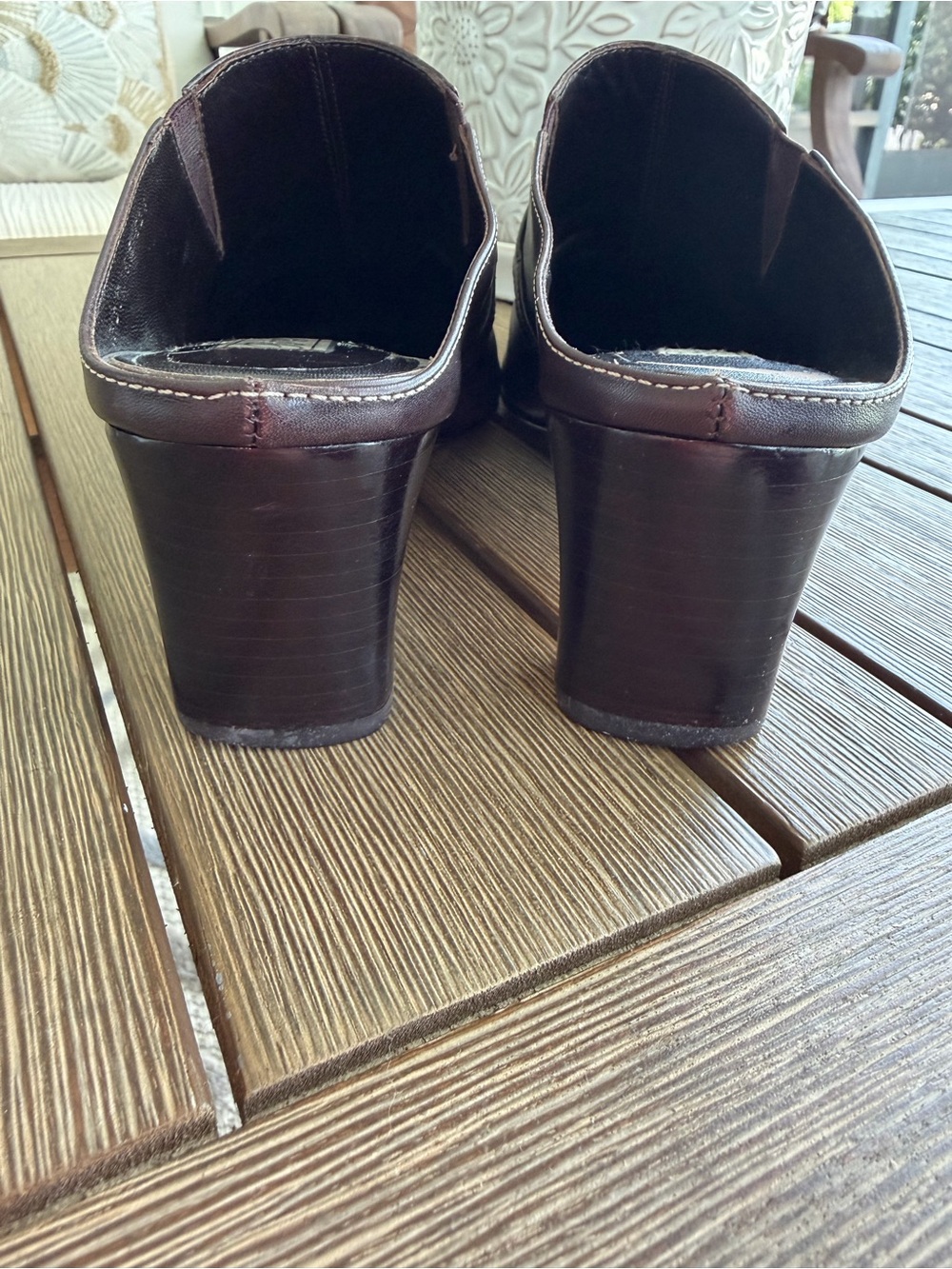 Brighton Tiana Brown Leather Croc Embossed Mule Heels Buckle Loafers Size 8M - Picture 6 of 12